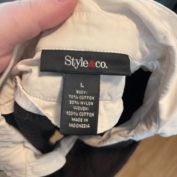 🤎 Style & Co. Brown Cable Knit Sweater Layered Look - Size L - Picture 5 of 5